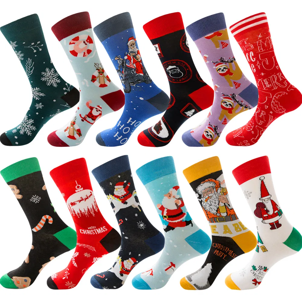 Xianghui Spot Cross-Border Santa Men's Tube Socks Cotton Socks
