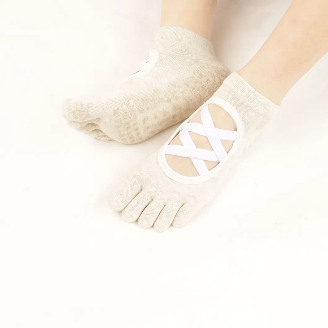 Xianghui Professional Solid Color Non-Slip Pilates Fitness Five-Finger Socks