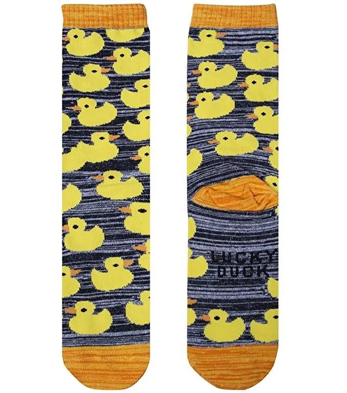 Xianghui Novelty Mens Funny Jacquard Yellow Duck Animal Cotton Crew Socks