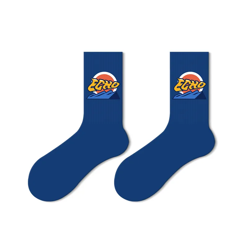 Xianghui Bright Color with Letter Cotton Breathable Crew Unisex Fashion Sport Socks