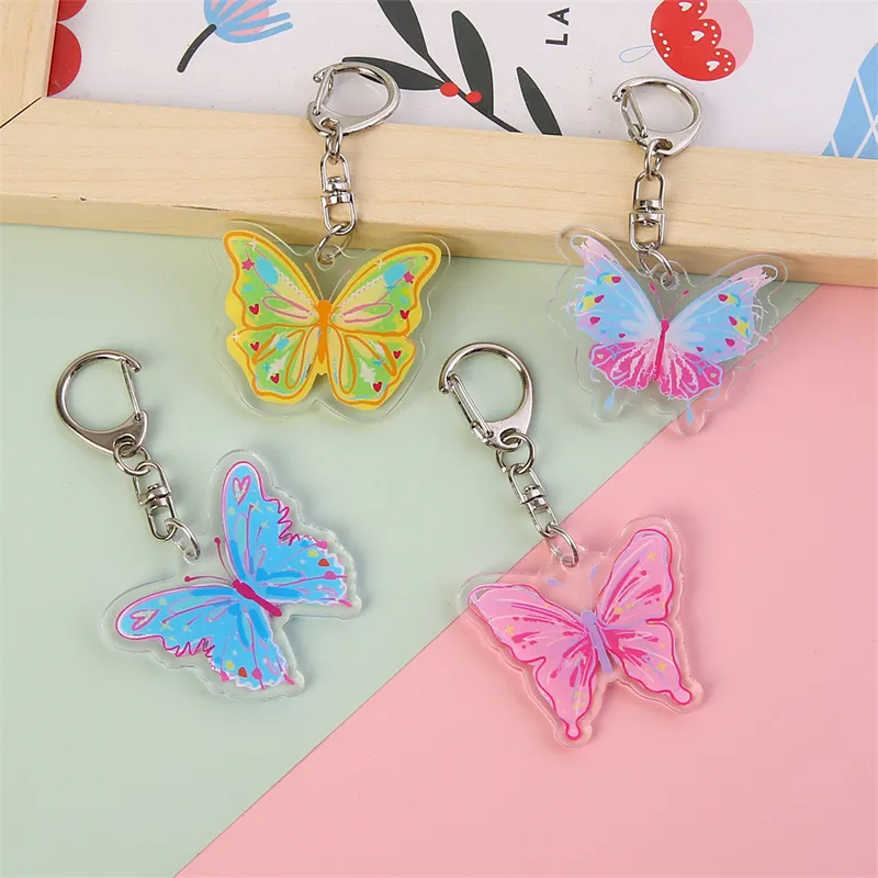 Xianghui Fashion Beautiful Colorful Butterfly Patterns Custom Acrylic Keychain