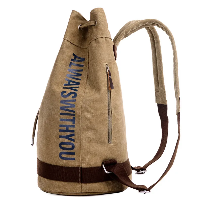 Xianghui Backpack Canvas Sports Drawstring Bucket Bag Travel Backpack