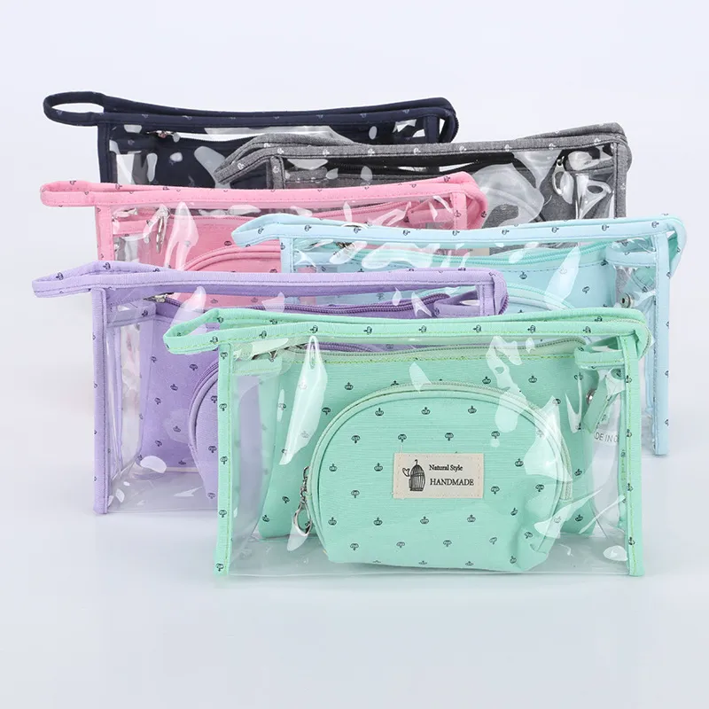 Xianghui Transparent Makeup Cosmetic Bag Set Wholesale Travel Quality Printed Beauty Loco Customizable Girls Gift Makeup Bag