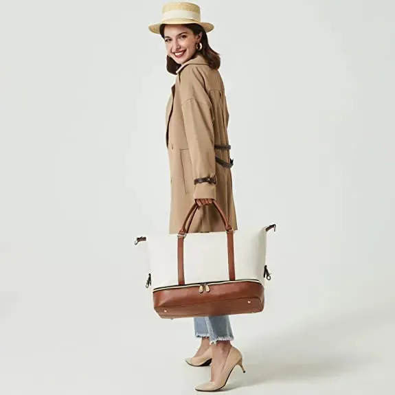 Xianghui Travel Waterproof Sports Gym Waxed Canvas Duffel Bag Leather Trolley