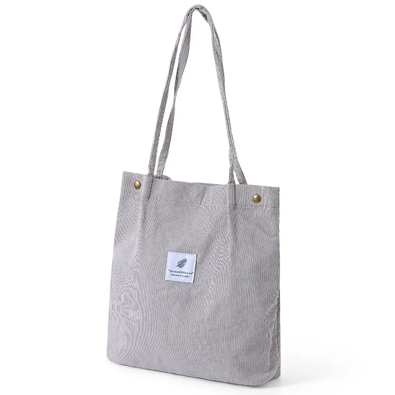 Xianghui Reusable School Shoulder Bag Corduroy Student Tote Shopping Bags