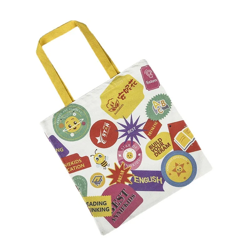 Custom Logo Printed Large Plain Reusable Organic Shopping Tote Bag Cotton Canvas Bag