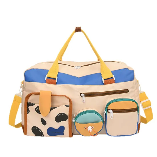 Xianghui Casual Sports Gym Bag Women Unique Niche Large Capacity Short Trip Storage Luggage Bag Dopamine Tote Travel Bag