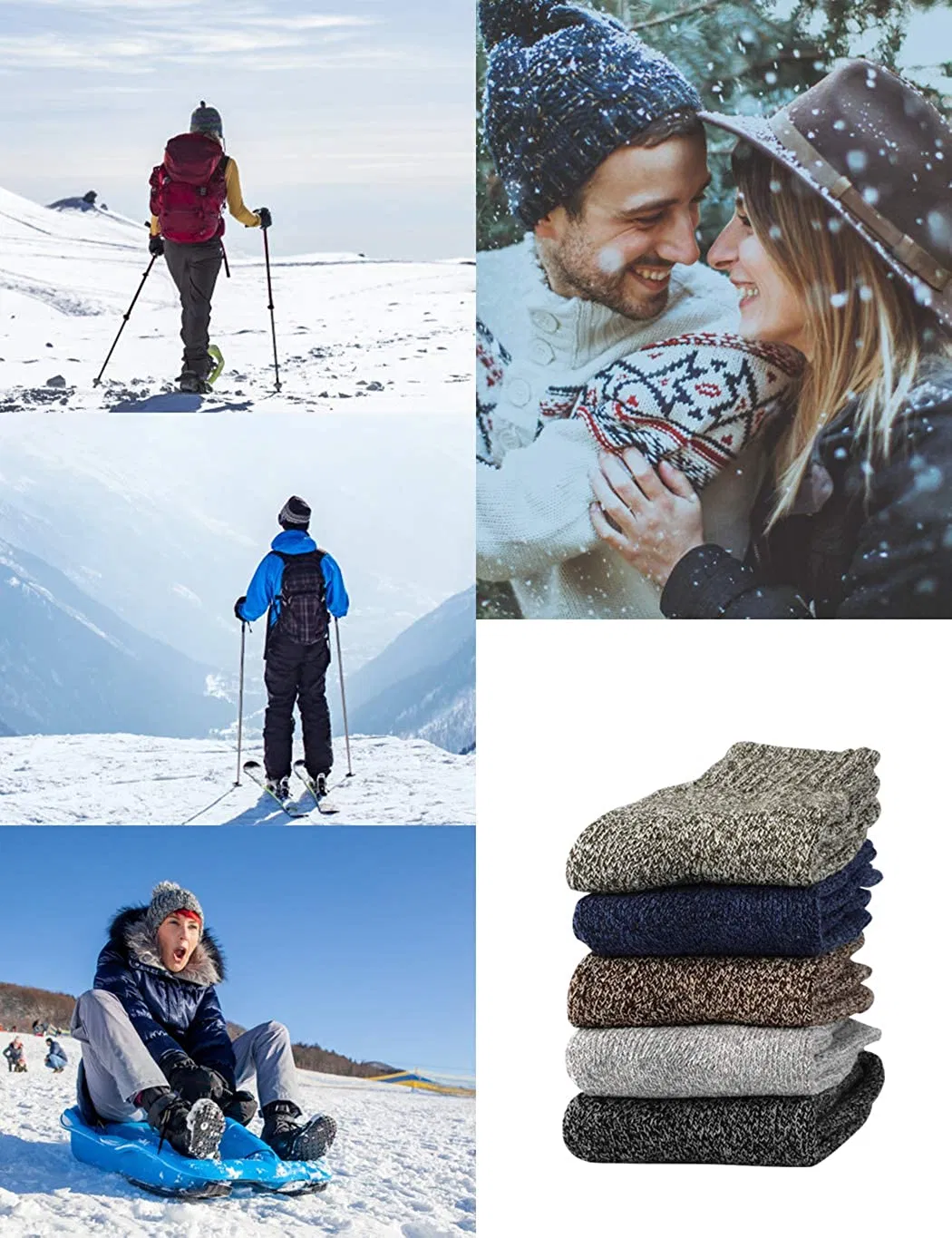 Xianghui Custom Logo Cashmere Socks Warm Thick Merino Wool Ski Socks