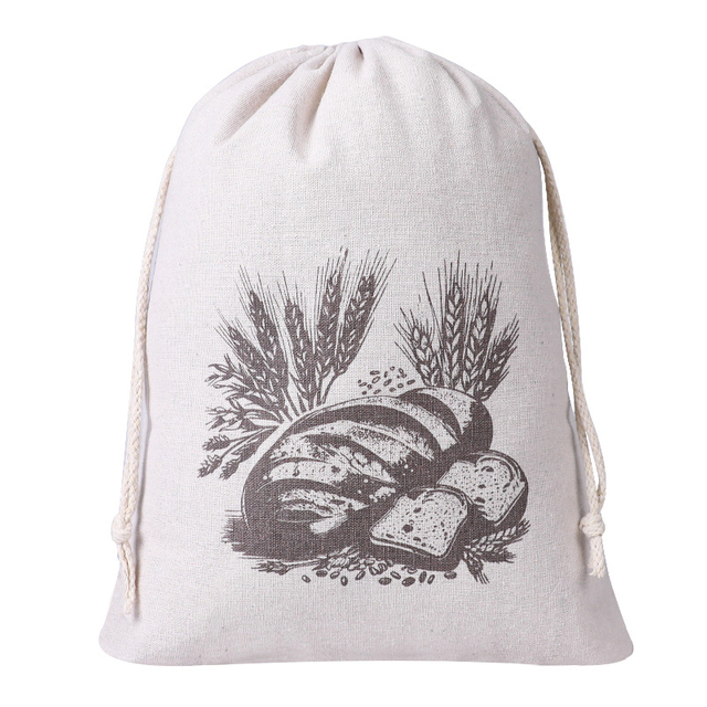 Reusable Baguette Bread Bag, Canvas Cotton Drawstring Pouch for French Baguettes, Eco-Friendly Bread Storage Bag