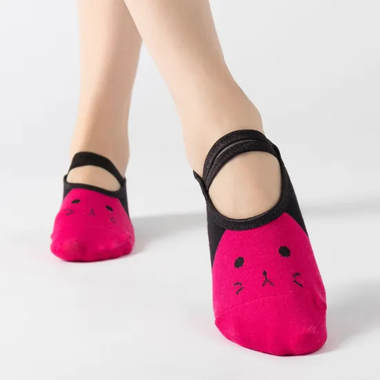 Xianghui Yoga Socks Cotton Cartoon Lace-up Ankle Non-Slip Sports Socks