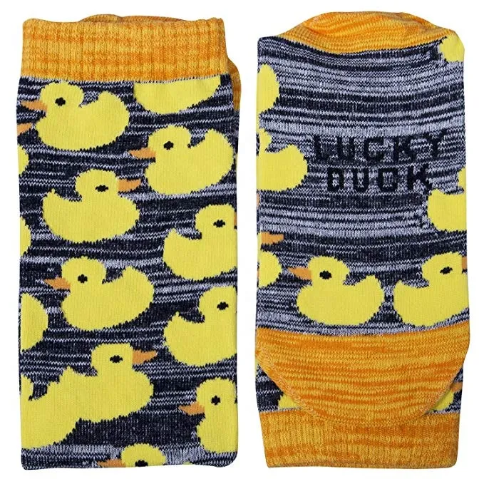 Xianghui Novelty Mens Funny Jacquard Yellow Duck Animal Cotton Crew Socks