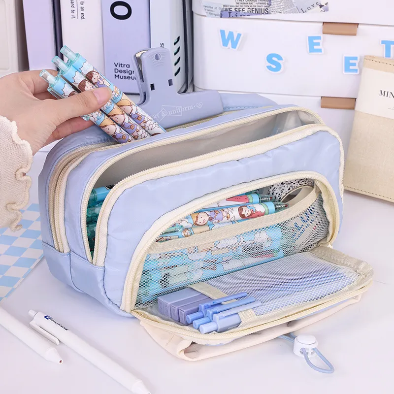 Wholesale School Supplies Pencil Case for School Pen Bags Zipper Pencil Pouch Custom Logo Cloth Pencil Bag
