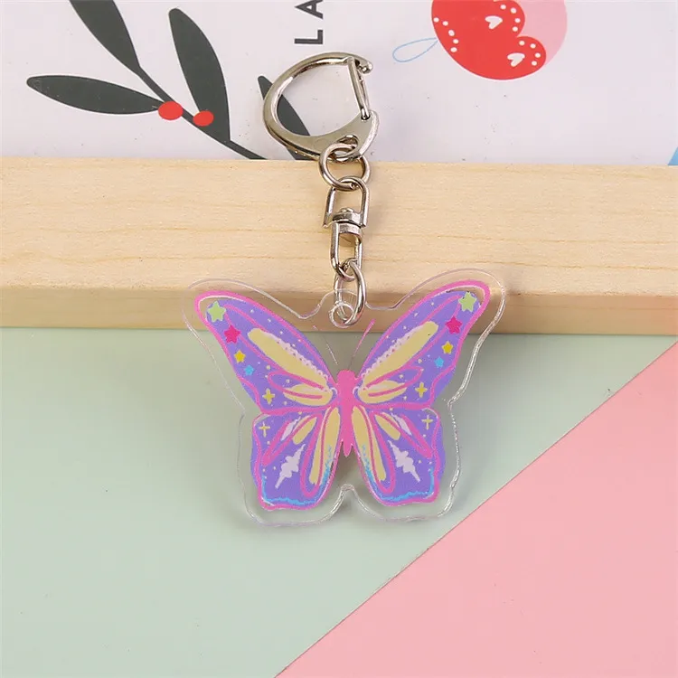 Xianghui Fashion Beautiful Colorful Butterfly Patterns Custom Acrylic Keychain