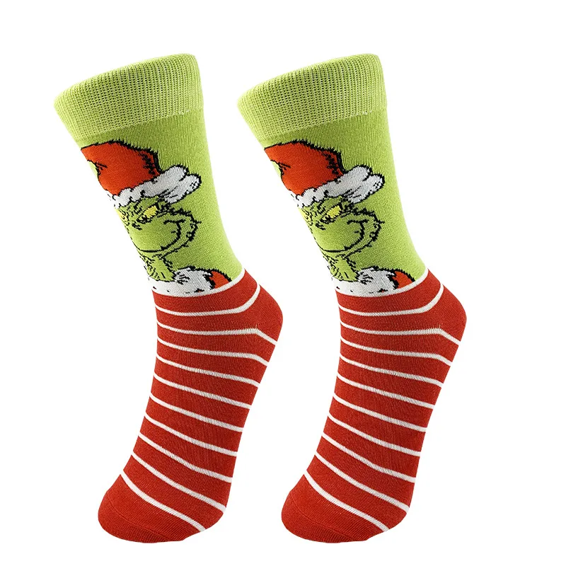 Xianghui Creative Christmas Socks Cartoon Grinch Cute Stock Knitted Socks