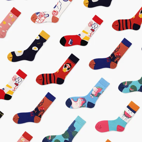 Xianghui Custom Unisex Funny Pattern Jacquard Tube Cotton Crew Happy Socks