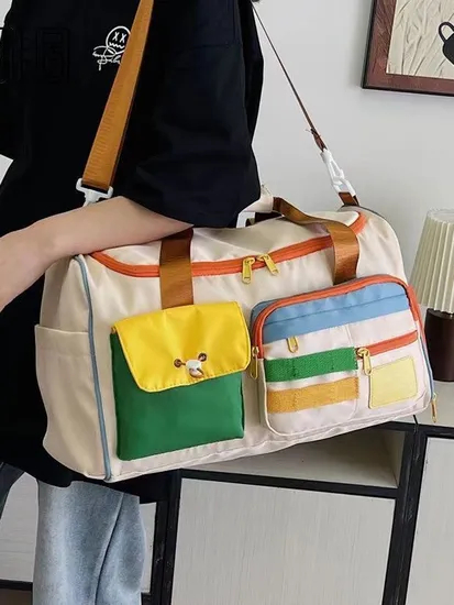 Xianghui Dopamine Color-Block Travel & Sports Bag, Large Capacity Hand-Carry/Crossbody Luggage
