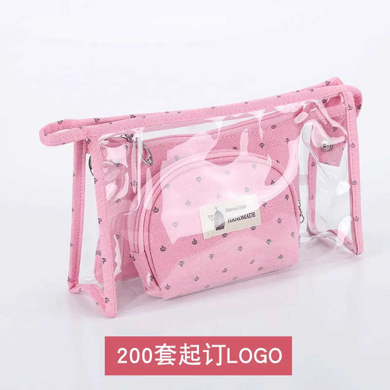 Xianghui Transparent Makeup Cosmetic Bag Set Wholesale Travel Quality Printed Beauty Loco Customizable Girls Gift Makeup Bag