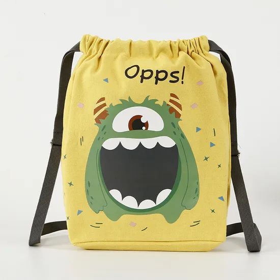 Xianghui Custom Cotton Drawstring Canvas Bag Cartoon Canvas Drawstring Backpack