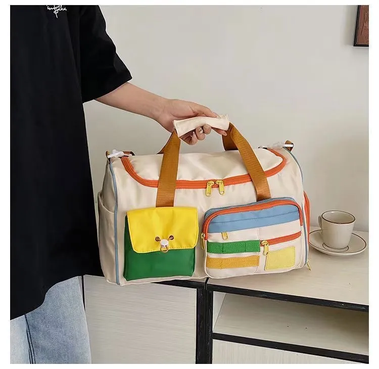 Xianghui Dopamine Color-Block Travel &amp; Sports Bag, Large Capacity Hand-Carry/Crossbody Luggage
