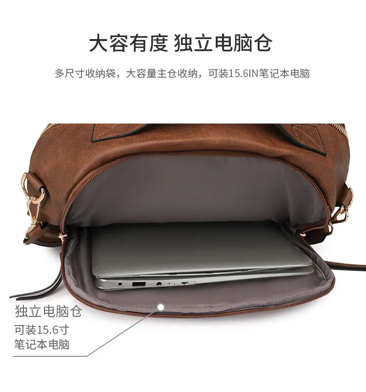 Xianghui Women Business Laptop Bag Multi Function Backpack PU Fashion Bag Travel Functional Backpack