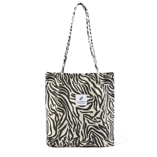 Xianghui Reusable School Shoulder Bag Corduroy Student Tote Shopping Bags