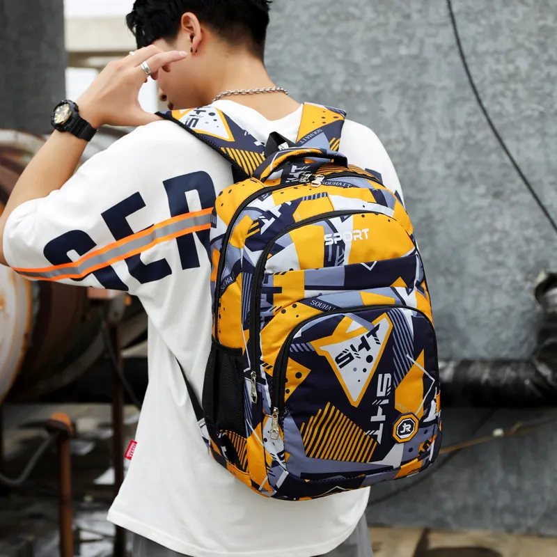 Fashion Joker Water-Splashing Men's Large-Capacity Computer Schoolbags Outdoor Travel Backpacks