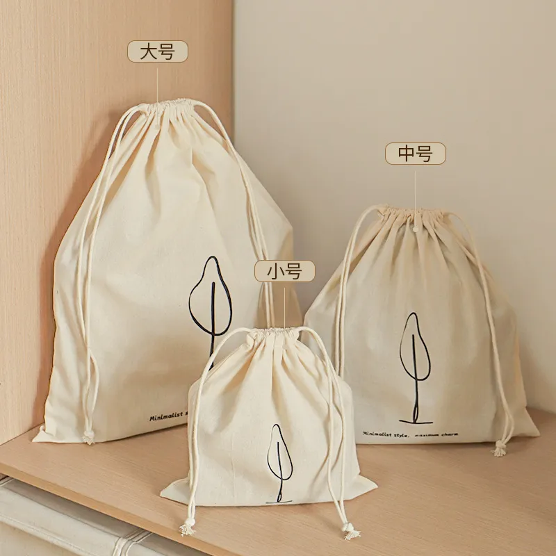 Xianghui Pure Cotton Drawstring Travel Bag Luggage Multi Function Packing Cube Household Bag Dustproof Bag Sundries Storage Bag