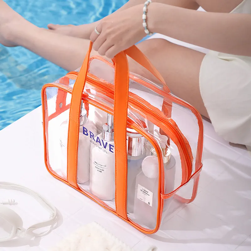 Xianghui Waterproof Toiletry Bag Travel Dry and Wet Separation Beach Fitness Swim Clear Cosmetic Makeup Bag