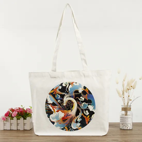 Xianghui Custom Logo Printed Eco Friendly Large Plain Reusable Organic Shopping Tote Bag Cotton Canvas Bag with Pocket