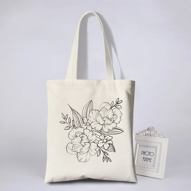 Custom Logo Printed Eco Friendly Large Plain Reusable Organic Shopping Tote Bag Cotton Canvas Bag with Pocket