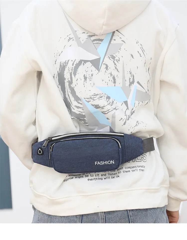 Lightweight Nylon Waist Pack Unisex Fashion Mini Belt Bag with Zipper Closure Waterproof Logo Pattern Bag Design for Travel