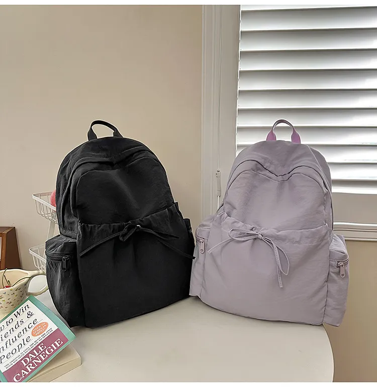 Xianghui Japanese Ins Sweet Style Bow Lightweight Small Backpack High Appearance Fresh Little Fairy Shopping Travel Backpack
