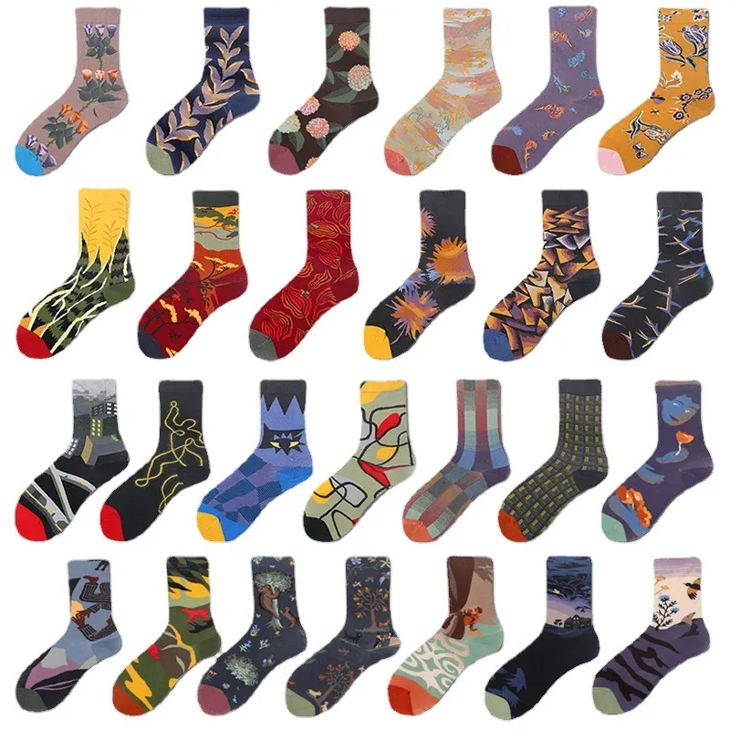 Xianghui Carton Men Unisex Happy Custom Logo Jacquard Funny Women Crew Socks