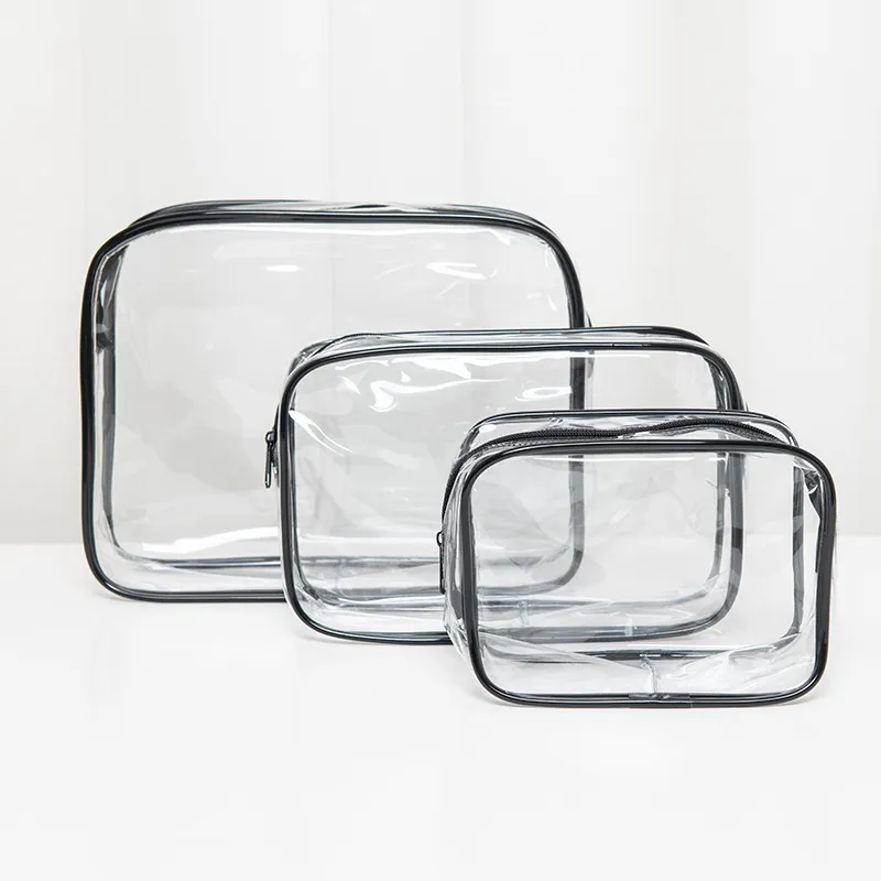 Xianghui OEM Transparent Make up Window PU PVC Cosmetic Bag Waterproof Travel Beauty Makeup Bag