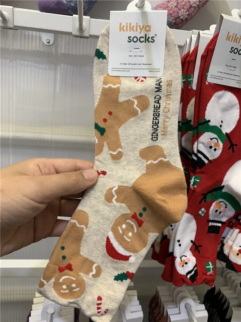 Xianghui Kikiyasocks Women's Cartoon Christmas Socks Santa Snowman Crew Socks