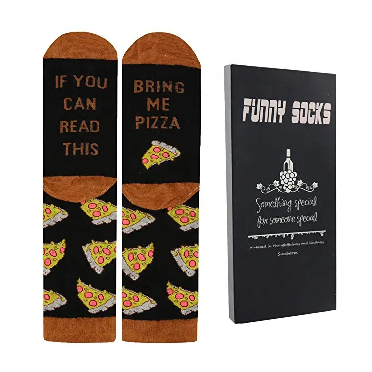 Xianghui Pizza Socks Wholesale Custom Colorful Jacquard Socks Fashion Design Dress Socks