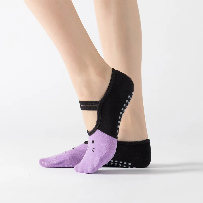 Xianghui Yoga Socks Cotton Cartoon Lace-up Ankle Non-Slip Sports Socks