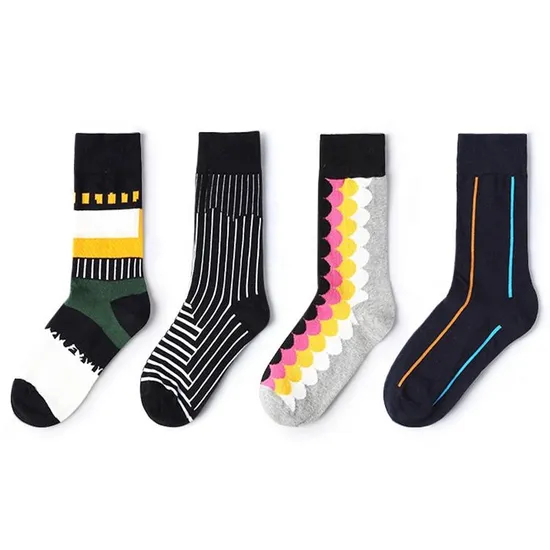 Xianghui Wholesale Full Custom Cotton Men Colorful Funny Happy Socks