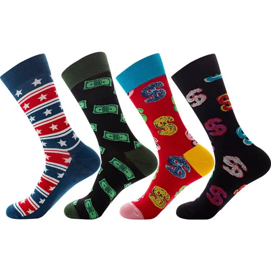 Xianghui Wholesale High Quality Winter Socks Full Cotton Jacquard Dress Socks