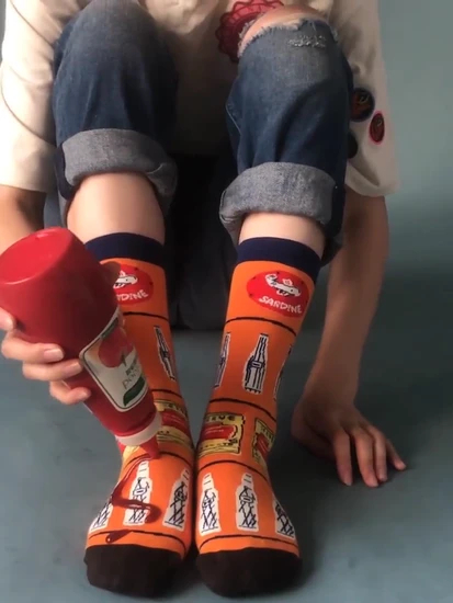Xianghui Wholesale Custom Funny Dress Beer Face Bear Cheese Socks