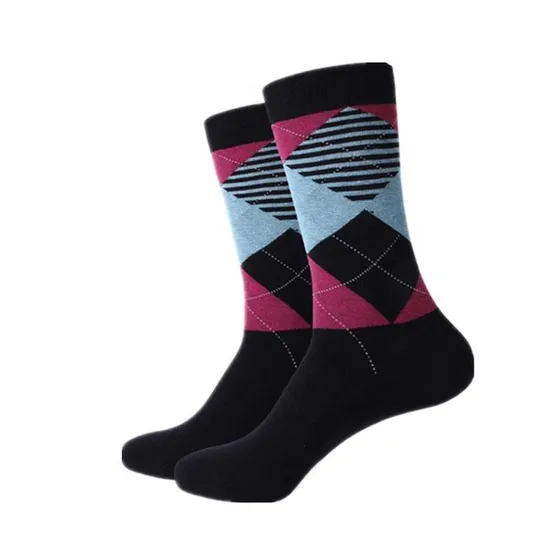 Xianghui Compression Argyle Merino Wool Men Dress Diamond Socks
