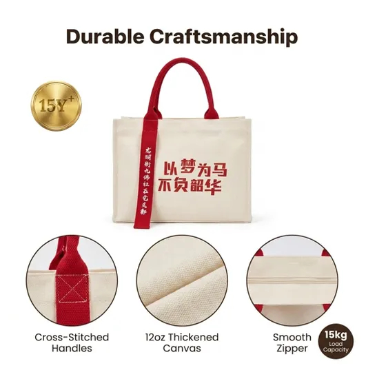 Xianghui White Background Supports Customized Canvas Bags Environmentally Friendly and Reusable Bags