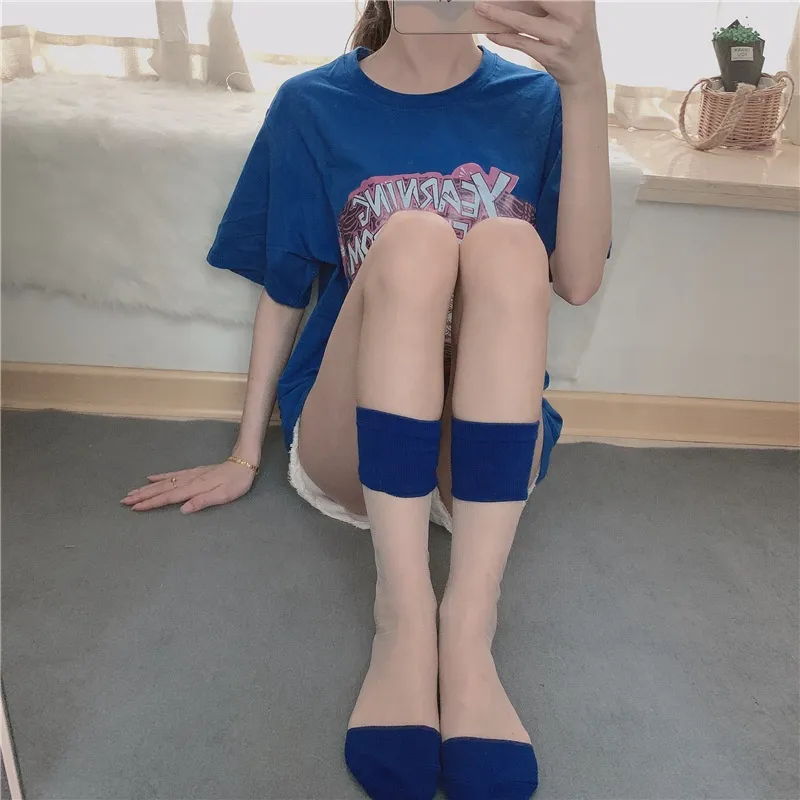 Xianghui Summer Celebrity Cotton Glass Silk Women Long Tube Personality Socks