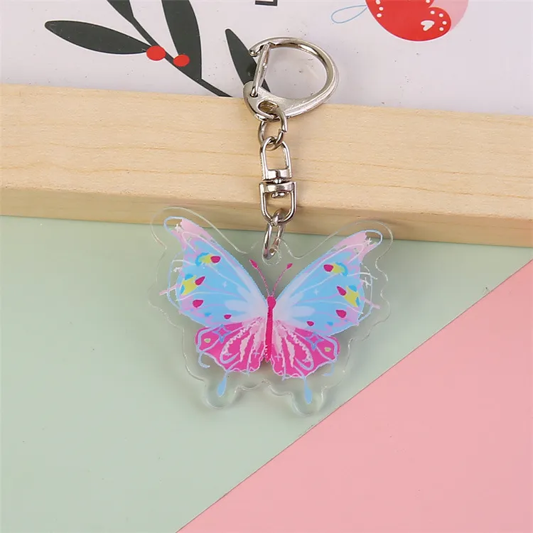 Xianghui Fashion Beautiful Colorful Butterfly Patterns Custom Acrylic Keychain