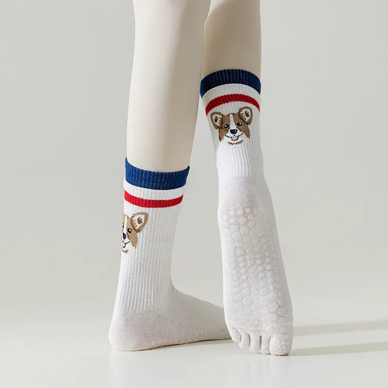 Xianghui Cute Cartoon Animal Pilates Indoor Non-Slip Floor Sport Yoga Toe Socks