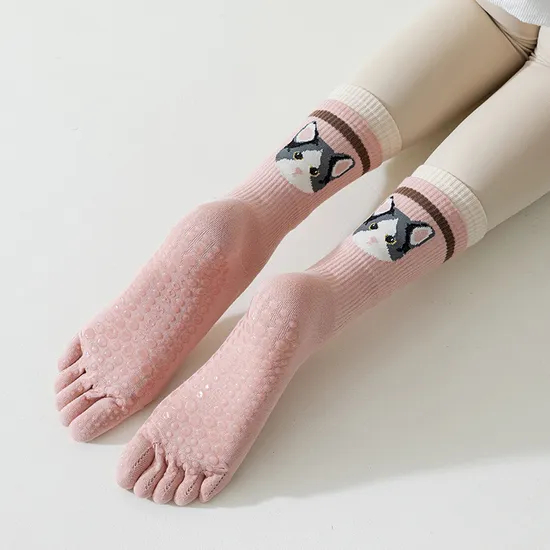 Xianghui Cute Cartoon Animal Pilates Indoor Non-Slip Floor Sport Yoga Toe Socks