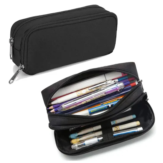 Blank Solid Color Customized Logo Wholesale Fashion Portable Pencil Case Small Student Oxford Pen Pencil Bag for School