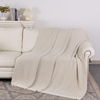 Solid Beige Knitted Throw Blanket Super Soft Plush Sofa Bed Decor Blanket Warm All Season Office Nap Blanket Custom Logo Size
