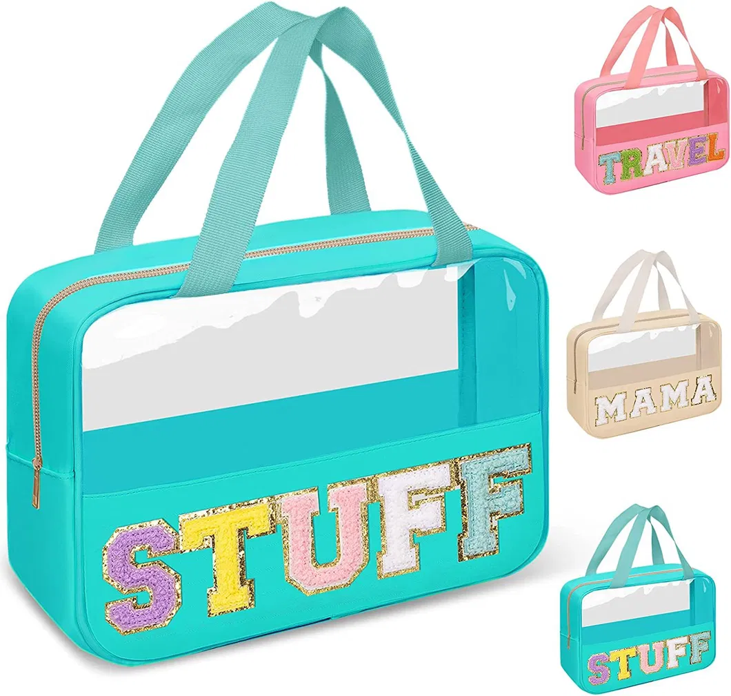 Xianghui Embroidery PVC Letter Makeup Cosmetic Bag Waterproof Travel Storage Bag