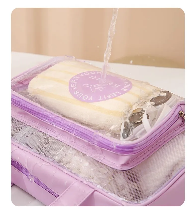 Xianghui PU Waterproof Toileting and Makeup Bag Portable Storage Bag Large Capacity Cosmetic Bag
